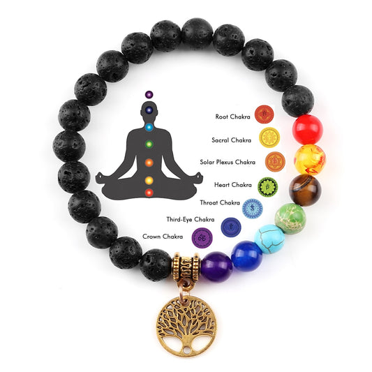 Hot 7 Chakra Life Tree Bracelets Natural Stone Reiki Healing Engry Beads Bangles Women Men Yoga Bracelet Meditation Jewelry Gift - yourmeditation